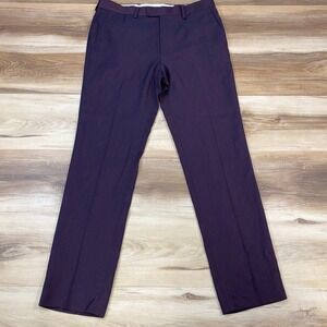 Topman Dress Pants Mens 30R Minimalist Polyester Viscose Straight Purple Modern